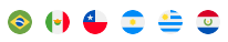 imagen de los íconos de paises Brasil, México, Chile, Argentina, Uruguay y Paraguay